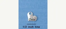 1 silver plated CHEER Heart Charm with Austrian Crystal Rhinestone chs1149