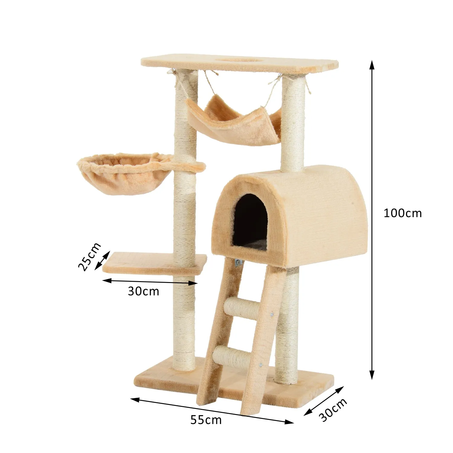 100 cm Cat Tree Scratching Activity Center-Deep Cream
