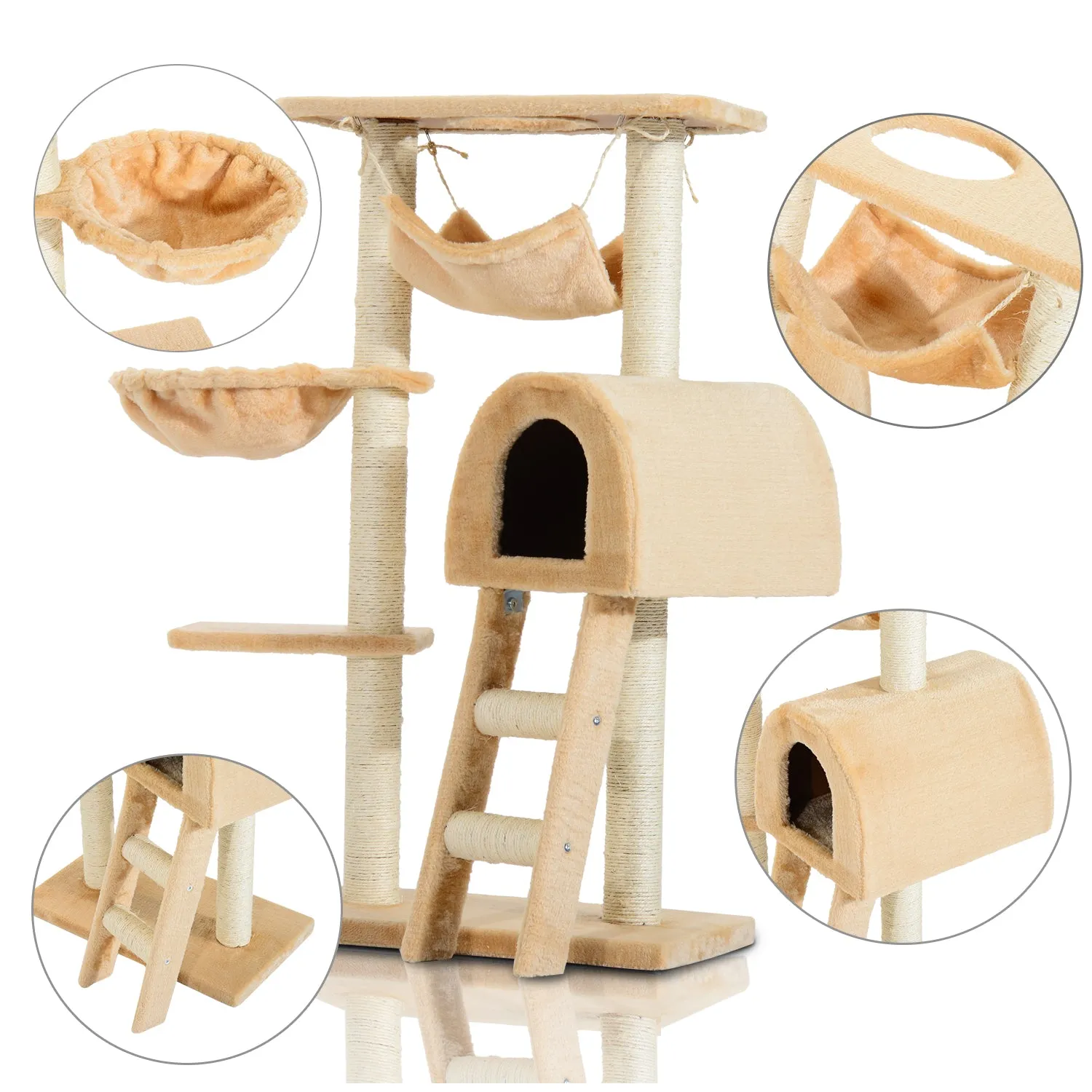 100 cm Cat Tree Scratching Activity Center-Deep Cream