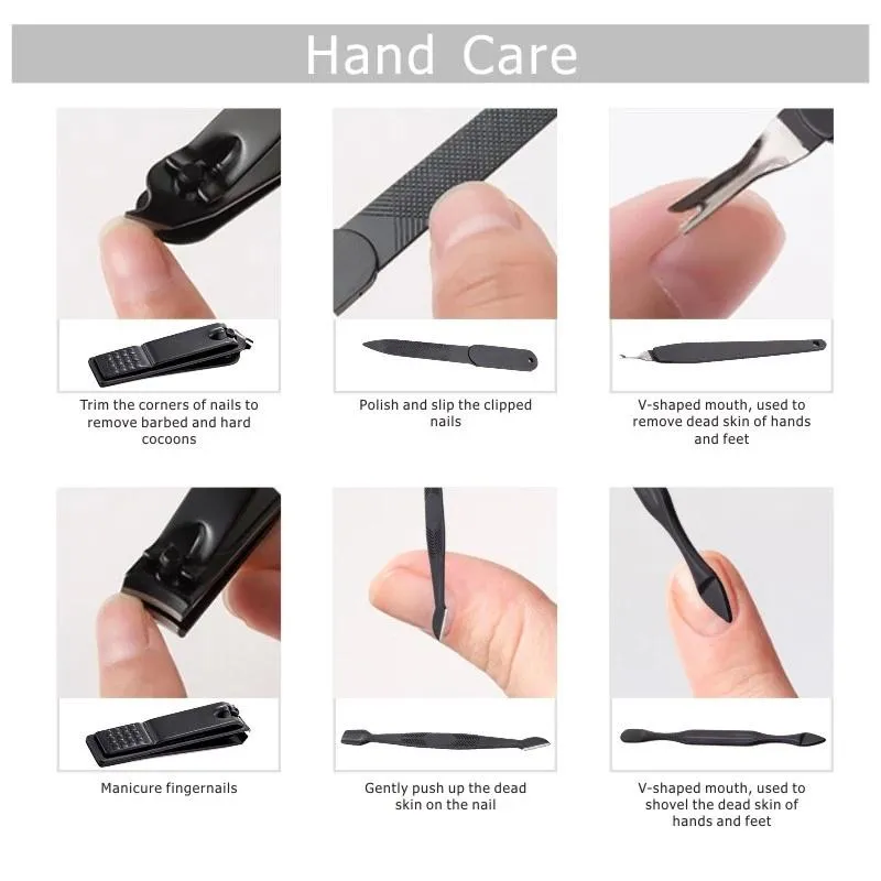 15Pcs Professional Pedicure Manicure Kit Nail Clippers Grooming Set
