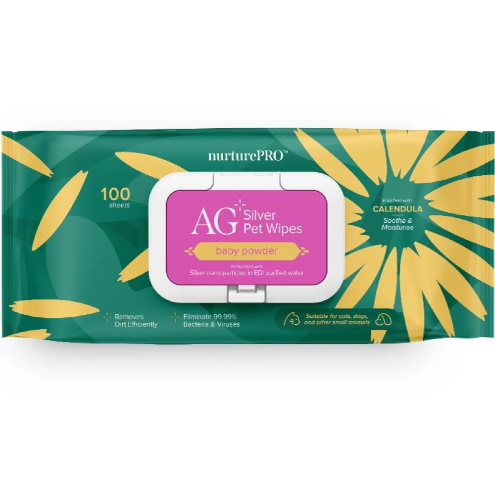 20% OFF: Nurture Pro AG  Silver Pet Wipes (Baby Powder) 100ct