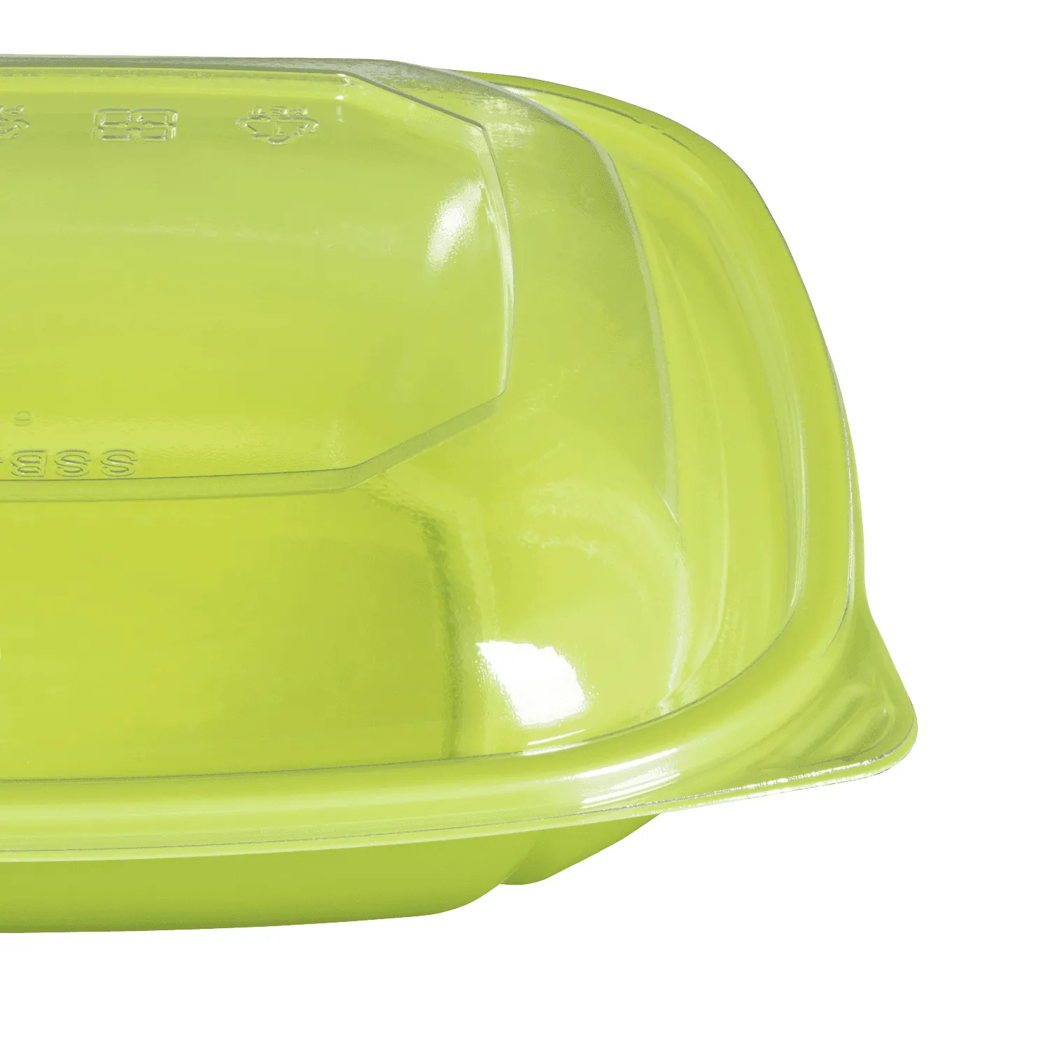 [300 ct] 24 oz Square Disposable Salad Bowl Lids | PET | Green