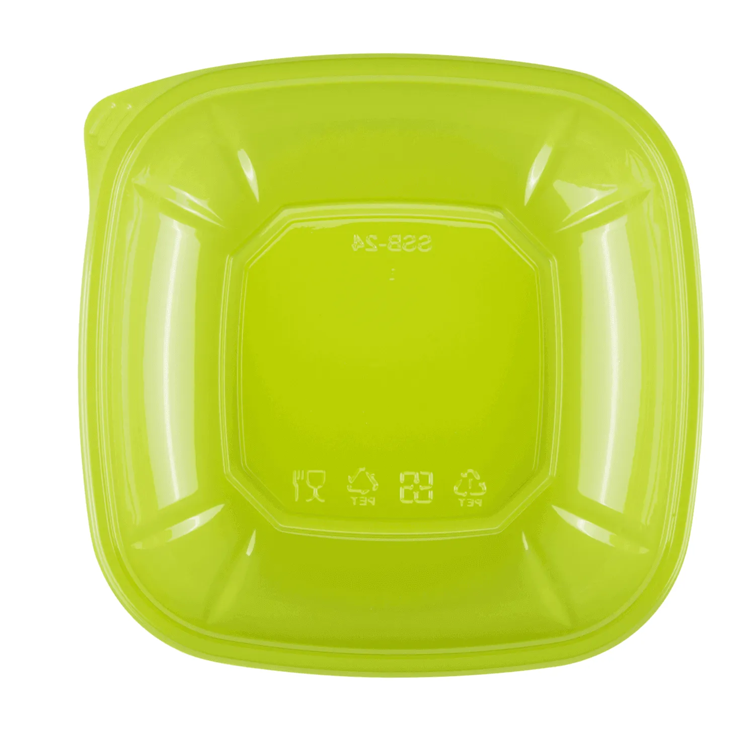 [300 ct] 24 oz Square Disposable Salad Bowl Lids | PET | Green