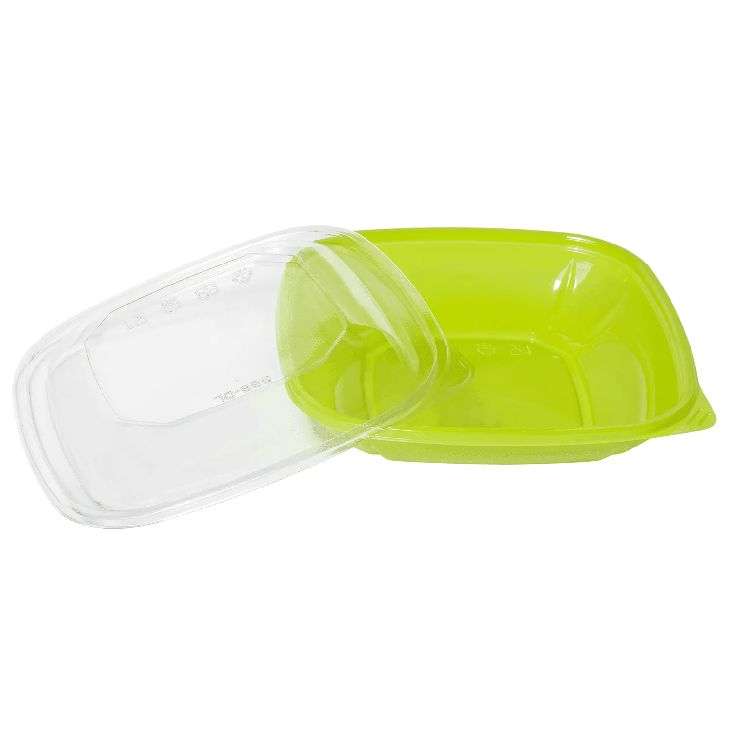 [300 ct] 24 oz Square Disposable Salad Bowl Lids | PET | Green
