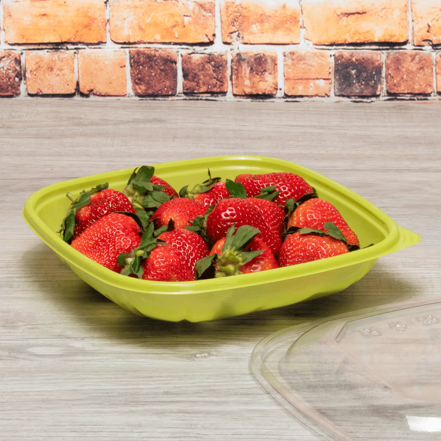 [300 ct] 24 oz Square Disposable Salad Bowl Lids | PET | Green