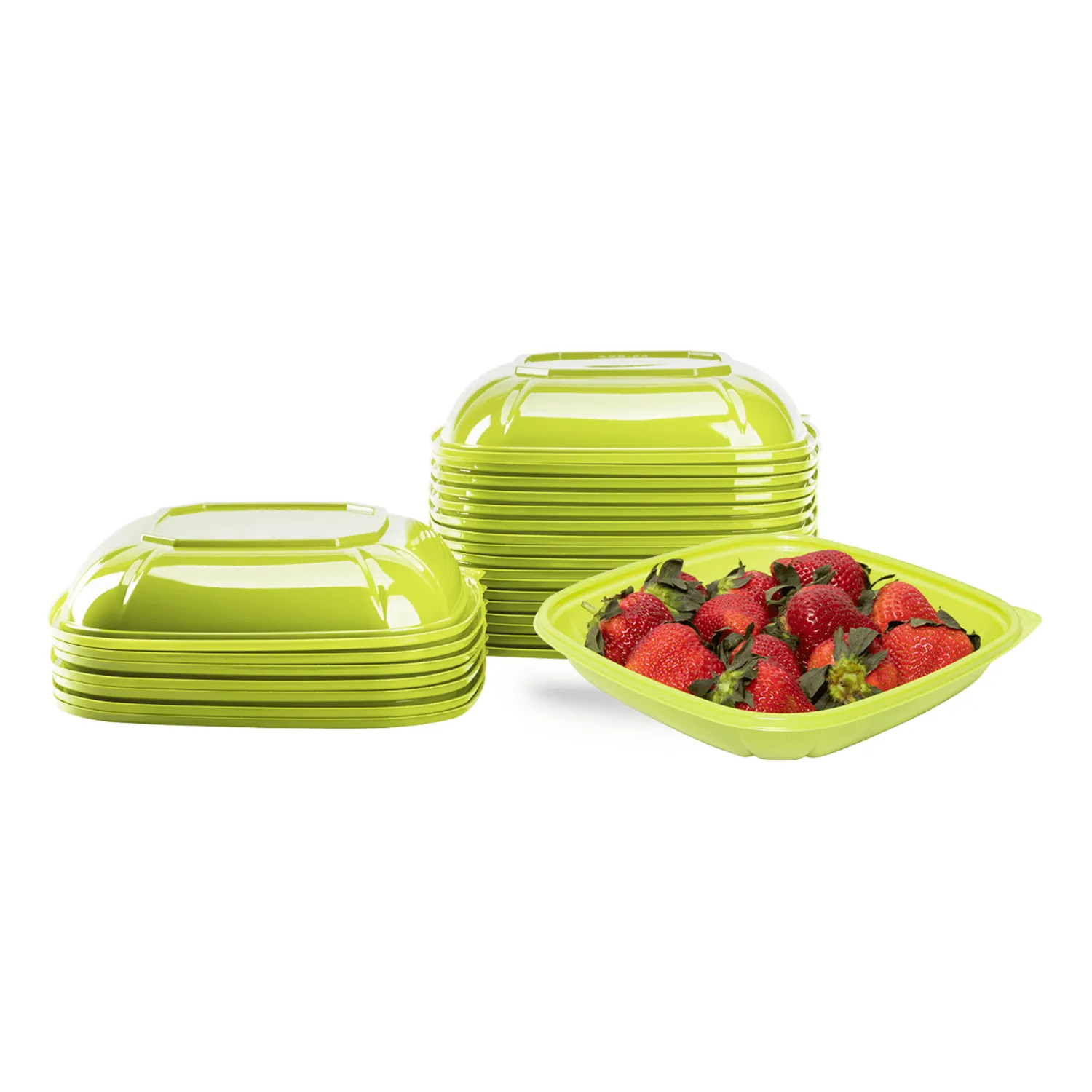 [300 ct] 24 oz Square Disposable Salad Bowl Lids | PET | Green