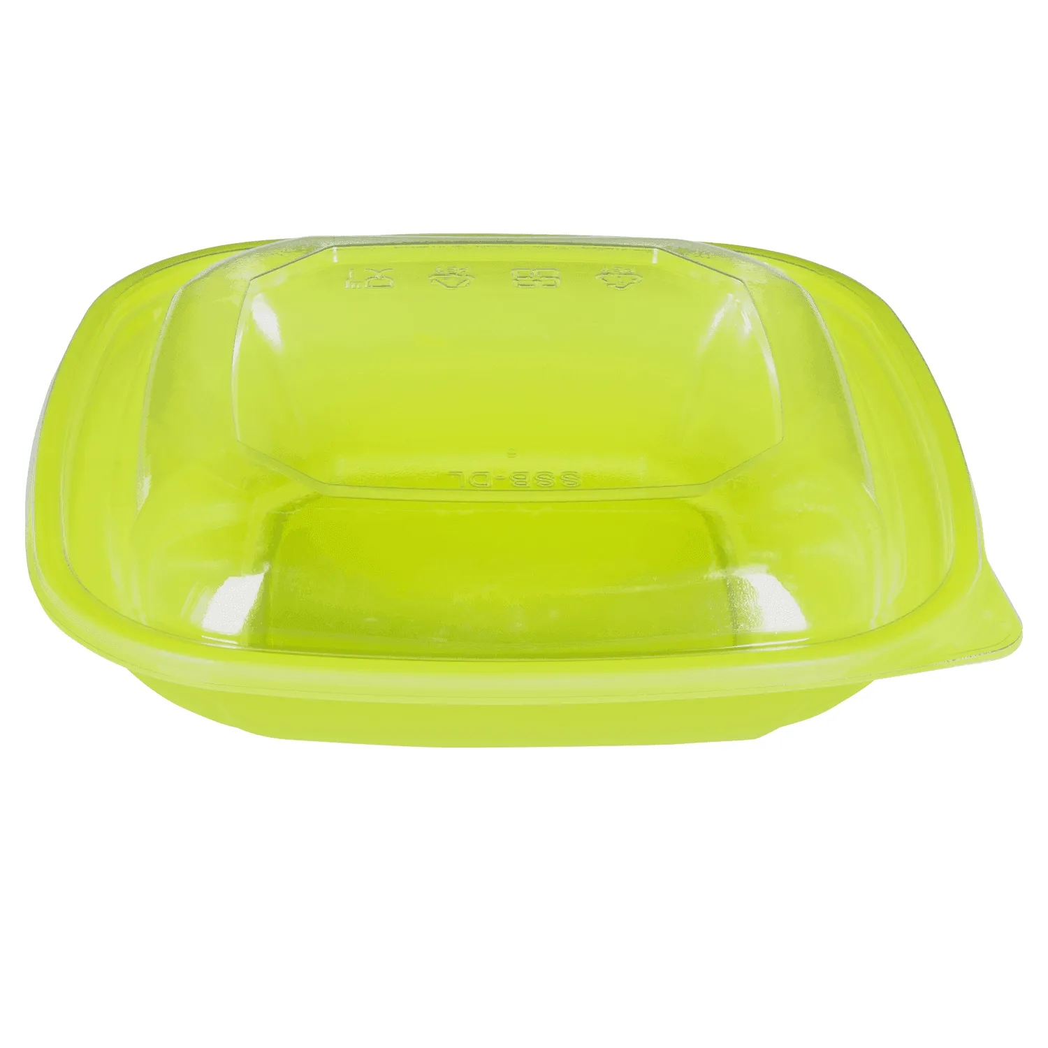 [300 ct] 24 oz Square Disposable Salad Bowl Lids | PET | Green