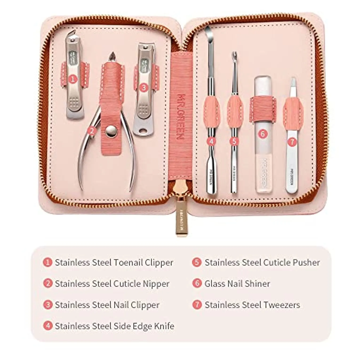 7Pcs Manicure Set, Pedicure Sets, Nail Clipper sets，Stainless Steel Professional Nail Cutter with Travel Case