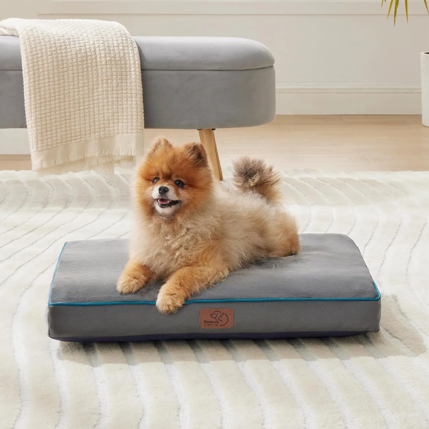 Bedsure Waterproof Dog Bed for Small Dogs - Up to 30lbs Pet Mat Pillows with Removable Washable Cover, Grey