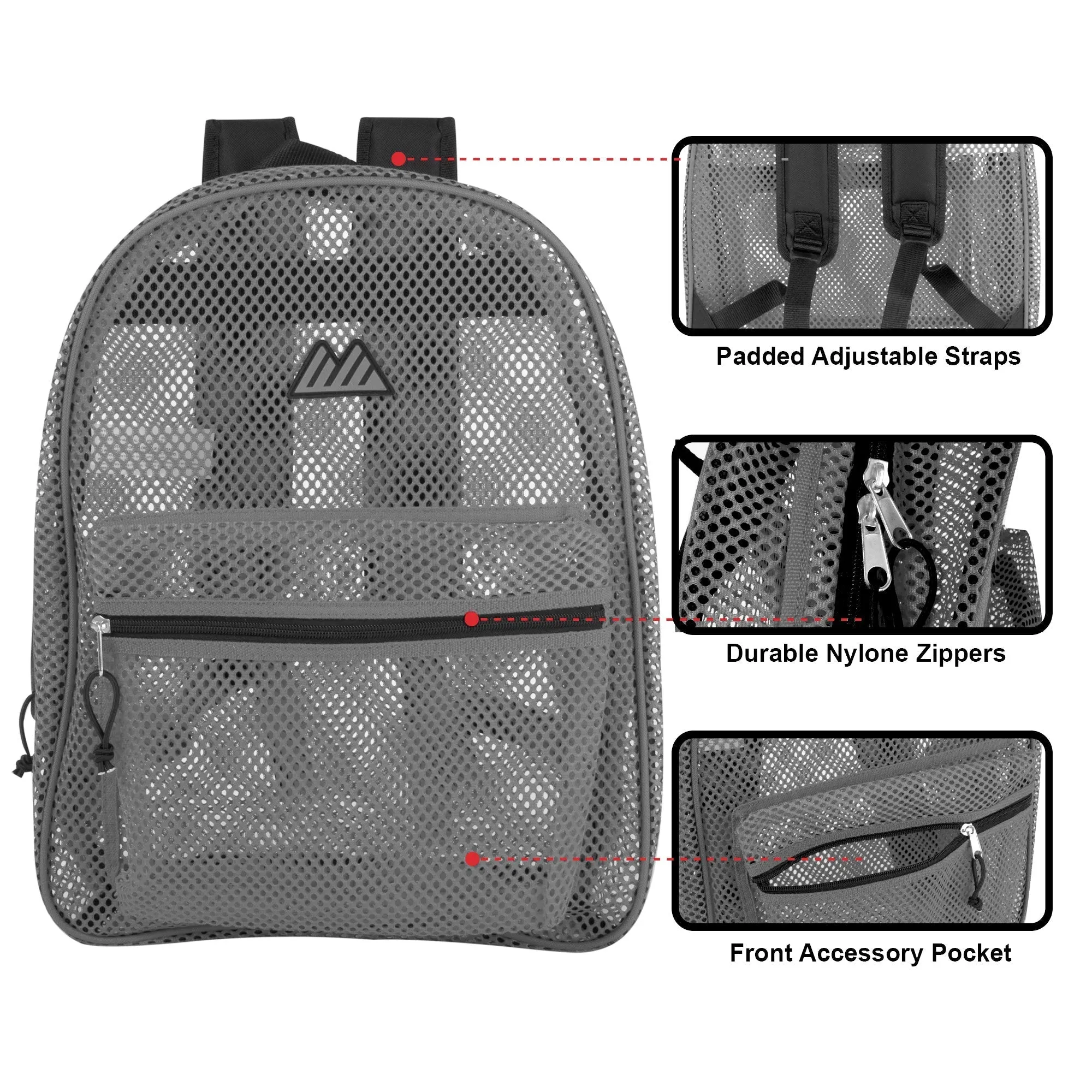 Bulk Premium 17 Inch Mesh Backpack - 3 Colors