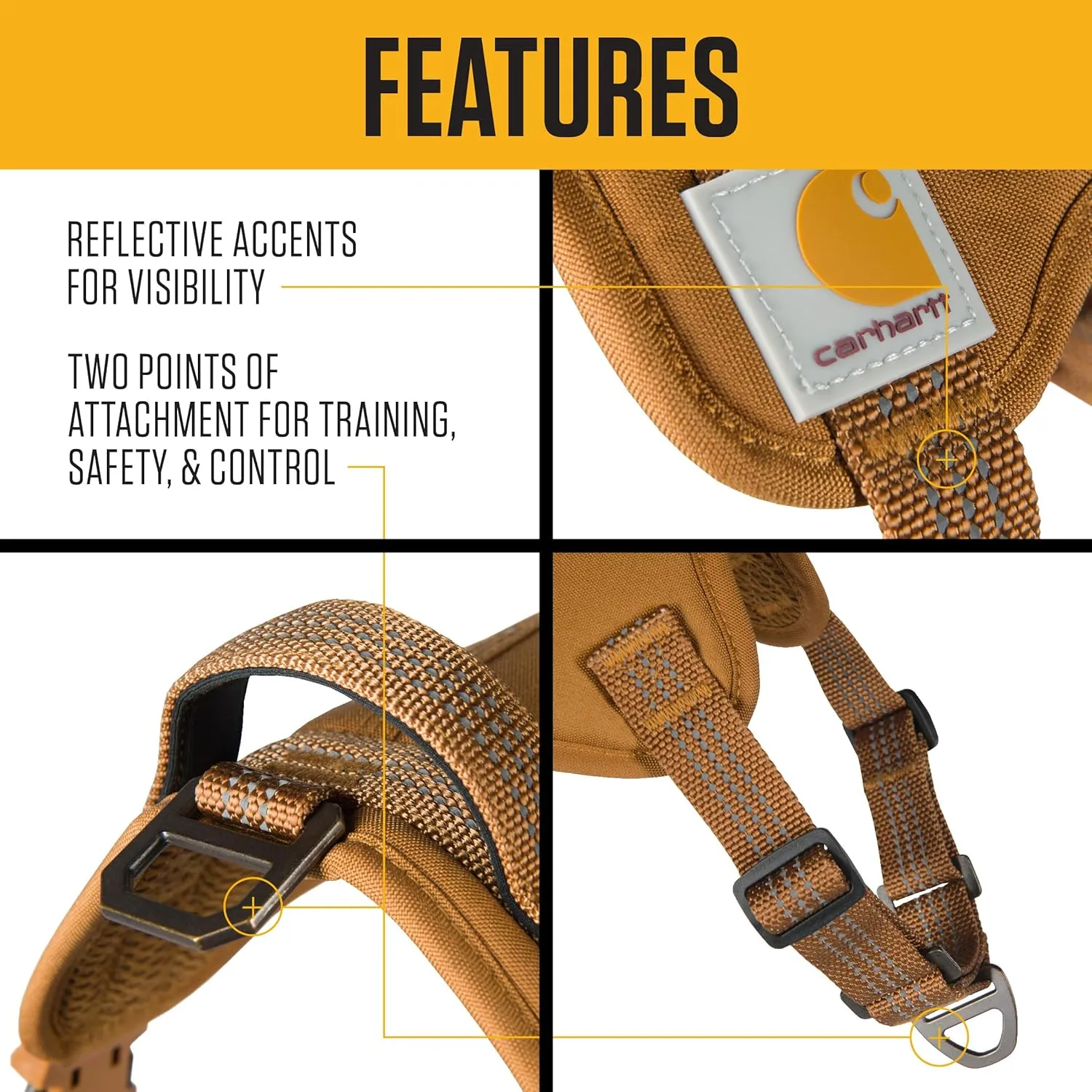 Carhartt Gear P0000486 Nylon Duck No Pull Dog Harness - Large - Carhartt Brown