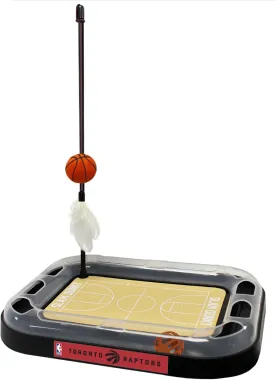 Cat Scratching Toy NBA Toronto Raptors Basketball Field Cat Scratcher Toy with Interactive Cat Ball Bell in Tracks. 6-in-1 CAT TOY Cat Wand Poll with CATNIP FILLED Plush Basketball & Feathers 14 x 11"