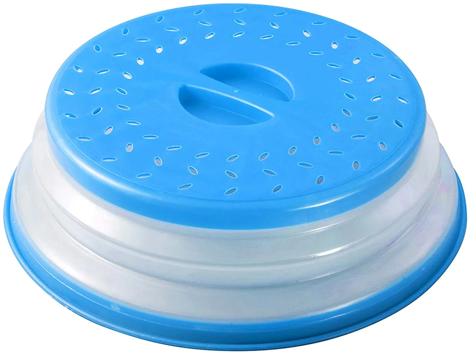 Collapsible Splatter Proof with Steam Vents Microwave Plate Cover for Food - 10.5 inch - BPA Free - Blue