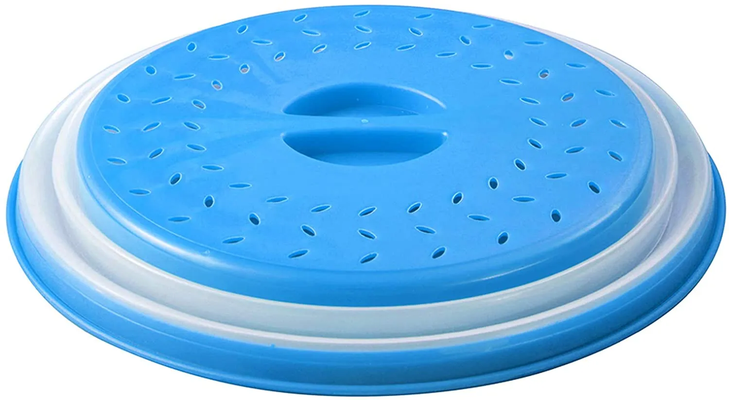 Collapsible Splatter Proof with Steam Vents Microwave Plate Cover for Food - 10.5 inch - BPA Free - Blue