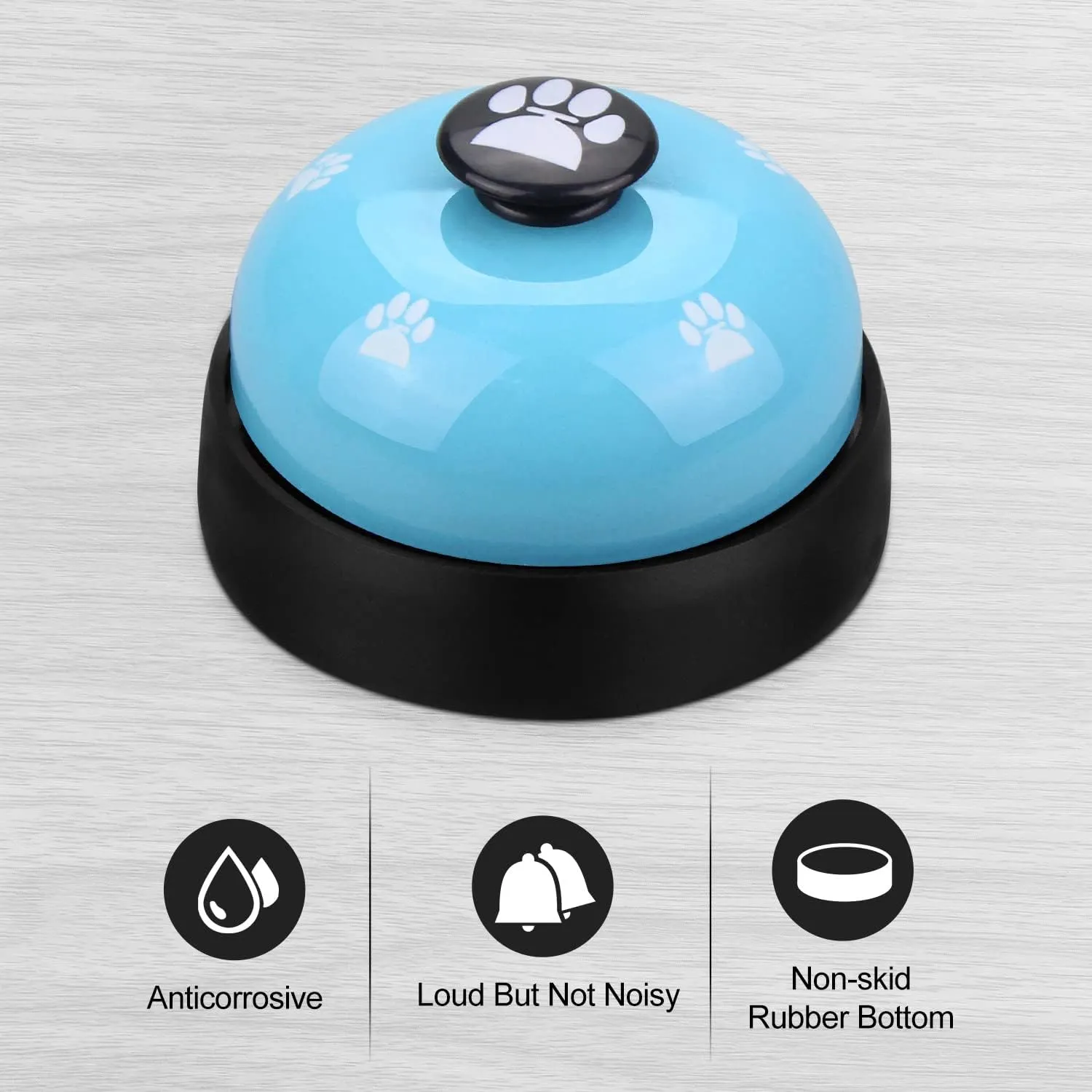 Comsmart Dog Potty Training Bells, 2 Metal Dog Paw Print Pet Bells with Non-Skid Rubber Base for Dog Cat Puppy Kitten Potty Training Interactive Game Toys, Service Bells for Hotel Bar Shop Restaurant