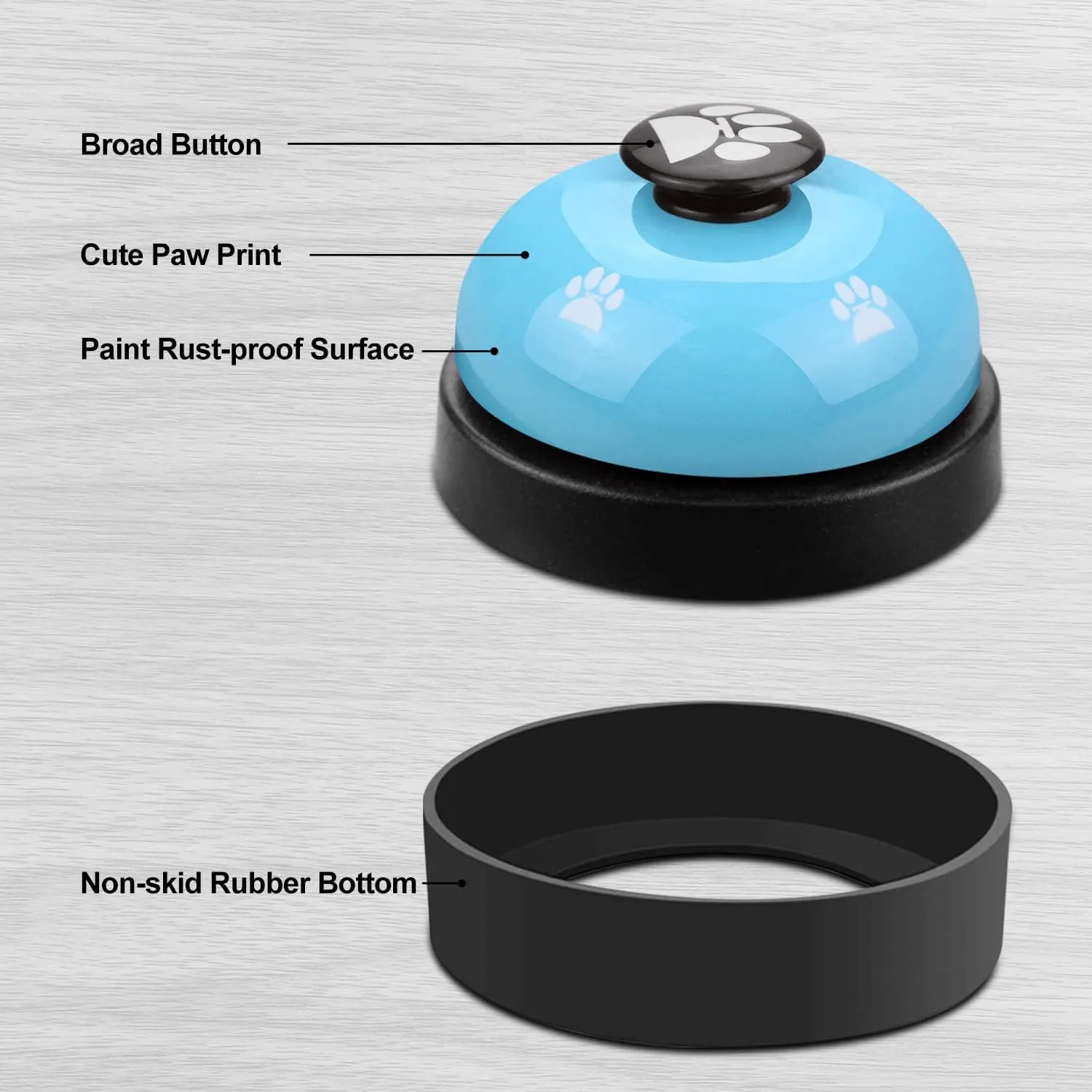 Comsmart Dog Potty Training Bells, 2 Metal Dog Paw Print Pet Bells with Non-Skid Rubber Base for Dog Cat Puppy Kitten Potty Training Interactive Game Toys, Service Bells for Hotel Bar Shop Restaurant