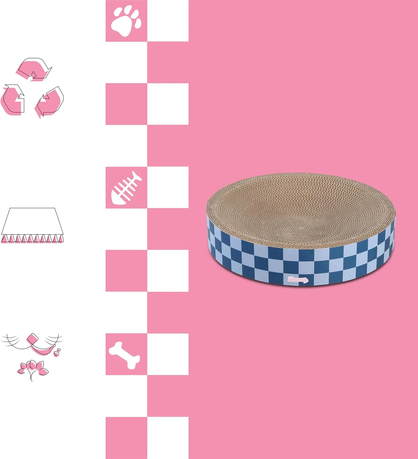 CSR1010B Nelson 20.13" Modern Cardboard Round Bowl Cat Scratcher with Catnip, Blueberry
