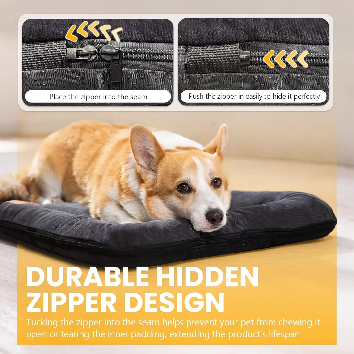 Dog Crate Bed Mat, Indestructible Dog Bed, Chew Proof Pet Mat for Large Medium Small Pet, Washable & Anti-Slip for Dogs and Cats Cozy Sleeping