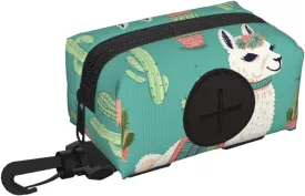 Dog Poop Bag Holder For Leash, Lightweight Dispenser For Pet Waste Bags Alpaca Cactus Puppy Potty Carrier Small Doggy Zipper Pouch With Carabiner Clip