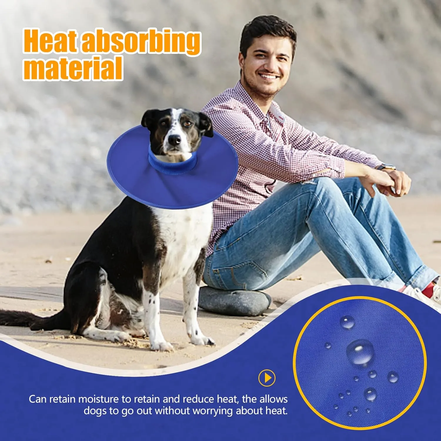 Dog Recovery Collar,Dog Soft Cone Collar Alternative After Surgery,Adjustable,Breathable E Collar for Large/Medium/Small Dogs Cats Blue M