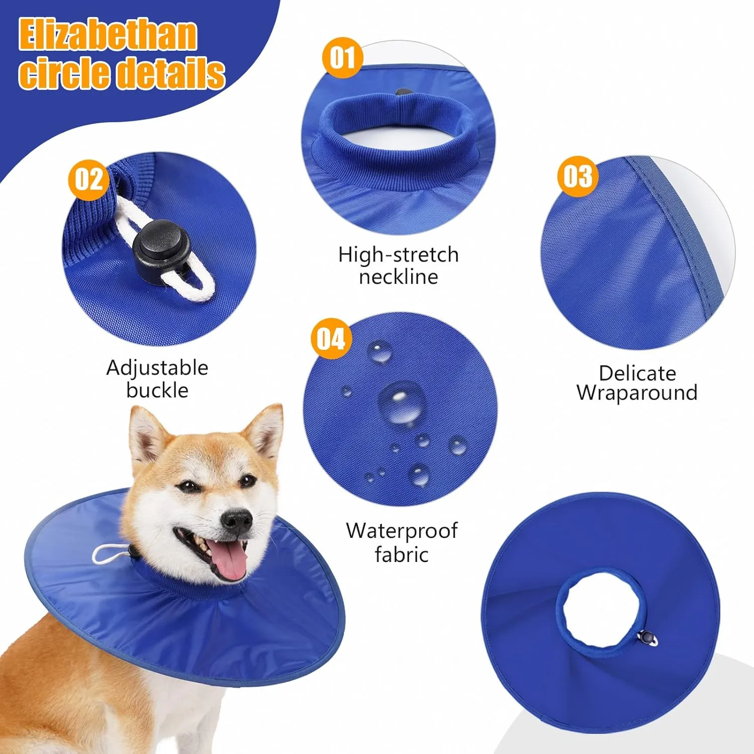 Dog Recovery Collar,Dog Soft Cone Collar Alternative After Surgery,Adjustable,Breathable E Collar for Large/Medium/Small Dogs Cats Blue M