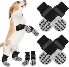 Dog Socks Anti Slip, Non-Slip Dog Socks to Prevent Licking Paws with Elastic Straps for Hot/Cold Pavement, Boots & Paws Protectors for Small Medium Large Senior (4 Pcs, XS)
