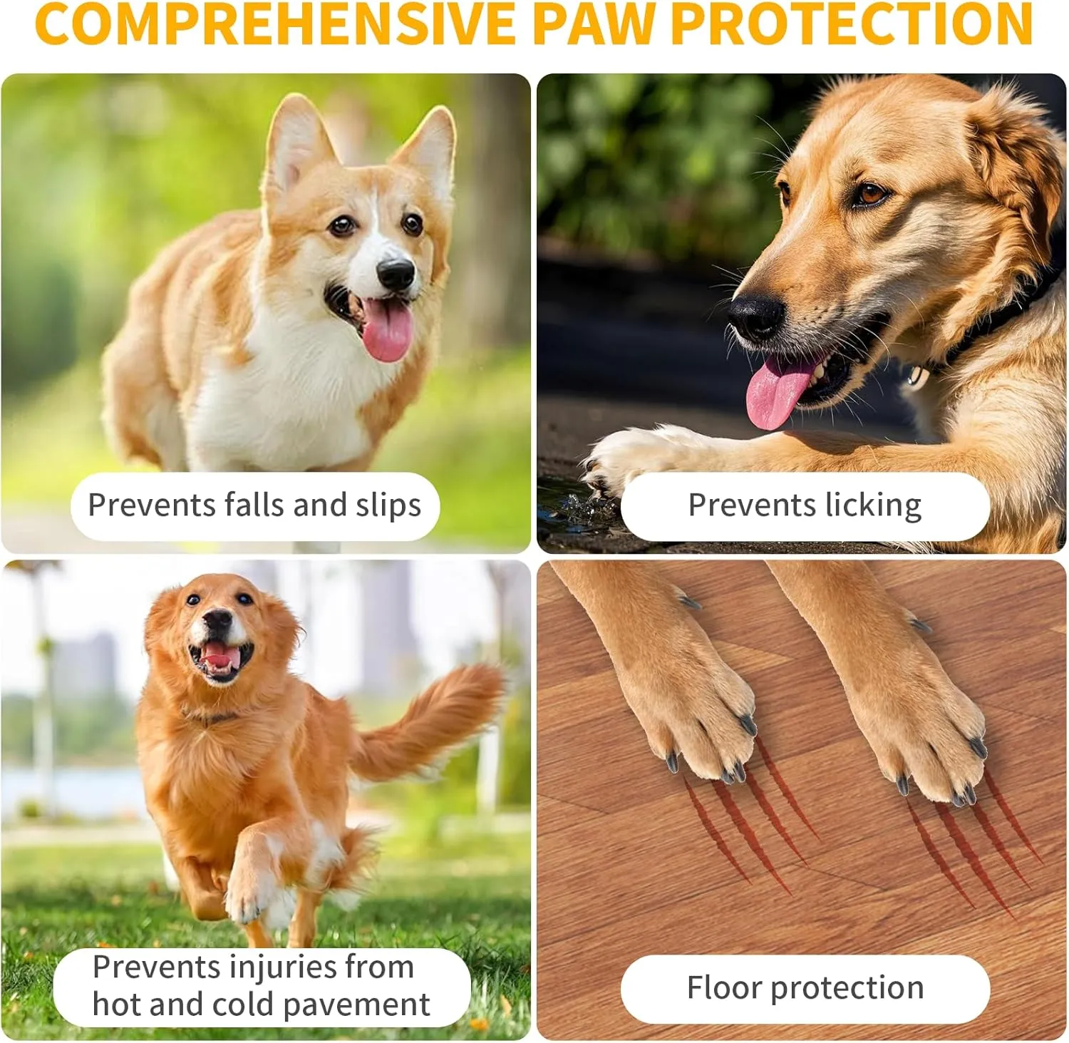 Dog Socks Anti Slip, Non-Slip Dog Socks to Prevent Licking Paws with Elastic Straps for Hot/Cold Pavement, Boots & Paws Protectors for Small Medium Large Senior (4 Pcs, XS)