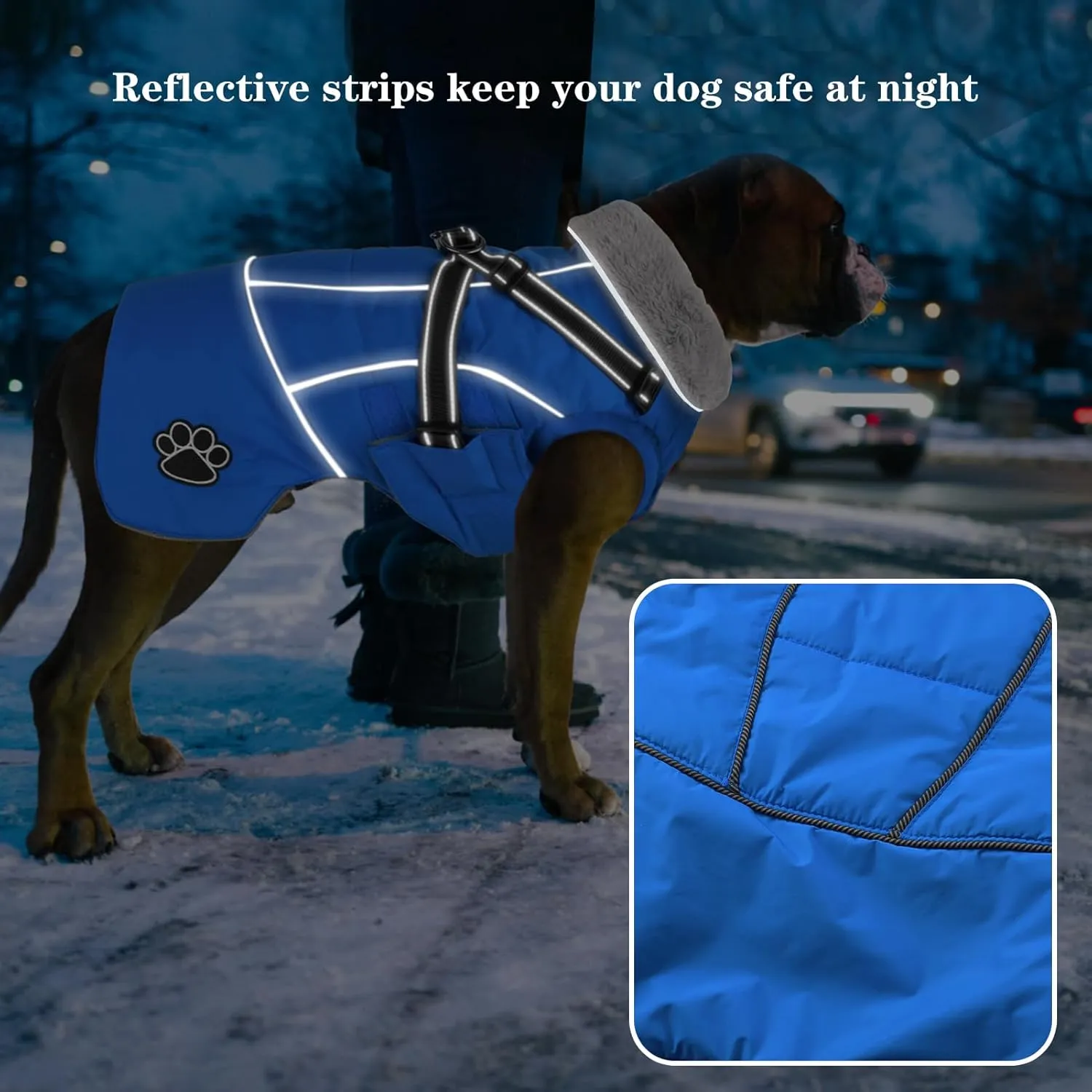 Doglay Dog Coat with Harness, Reflective Warm Dog Jacket Waterproof Puppy Winter Coat for Cold Weather, Adjustable Fleece Jacket for Small Medium Large Dogs