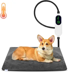 ENJOY PET Pet Heating Pad, Dog Heating Pad with 13 Level Timer and 9 Level Temperature, Indoor Heating Pads for Cats Dogs with Chew Resistant Cord, Long-Time Working Pet Heated Mat, Auto Power Off