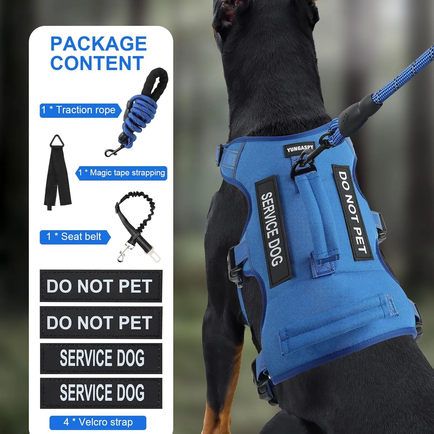 Escape Proof Dog Harness for Large Medium Sized Dogs Six Point Adjustable, Service Dog Vest Harness and Leash Set, No Pull Dogs Harnesses with Handle, XL Dog Harnesses for Walking(Blue, XL)
