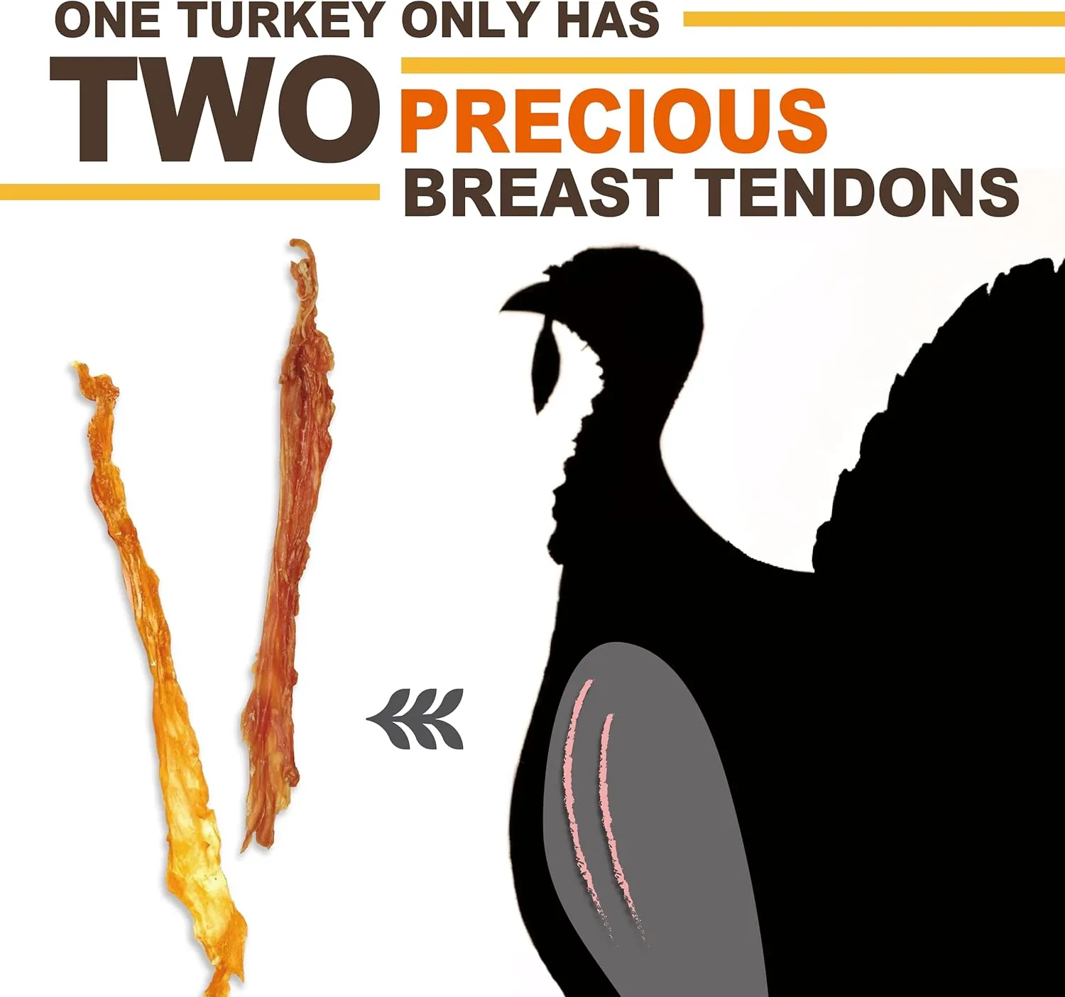 Gootoe Soft Turkey Tendon Stirip with Pumpkin 1 lb, Natural Chewy Snack, 100% USA-Sourced, Premium Training Chew, Reseal Value Bag, Ideal for Small & Senior Dogs, Jumbo Pack