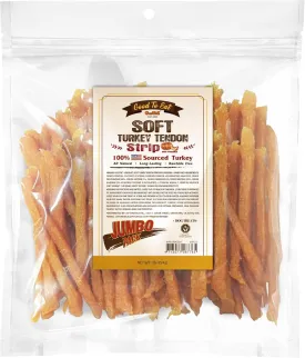 Gootoe Soft Turkey Tendon Stirip with Pumpkin 1 lb, Natural Chewy Snack, 100% USA-Sourced, Premium Training Chew, Reseal Value Bag, Ideal for Small & Senior Dogs, Jumbo Pack