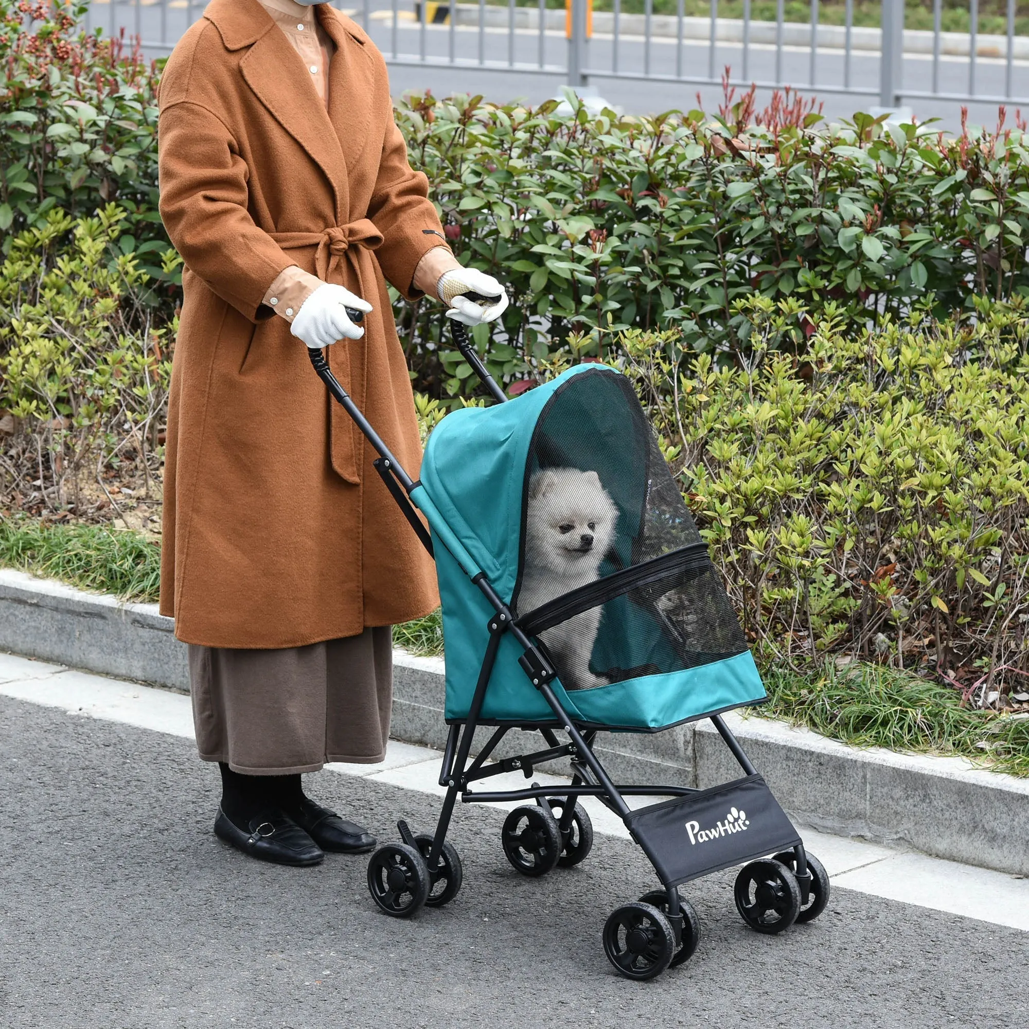 Green Folding Dog Stroller | PAWHUT