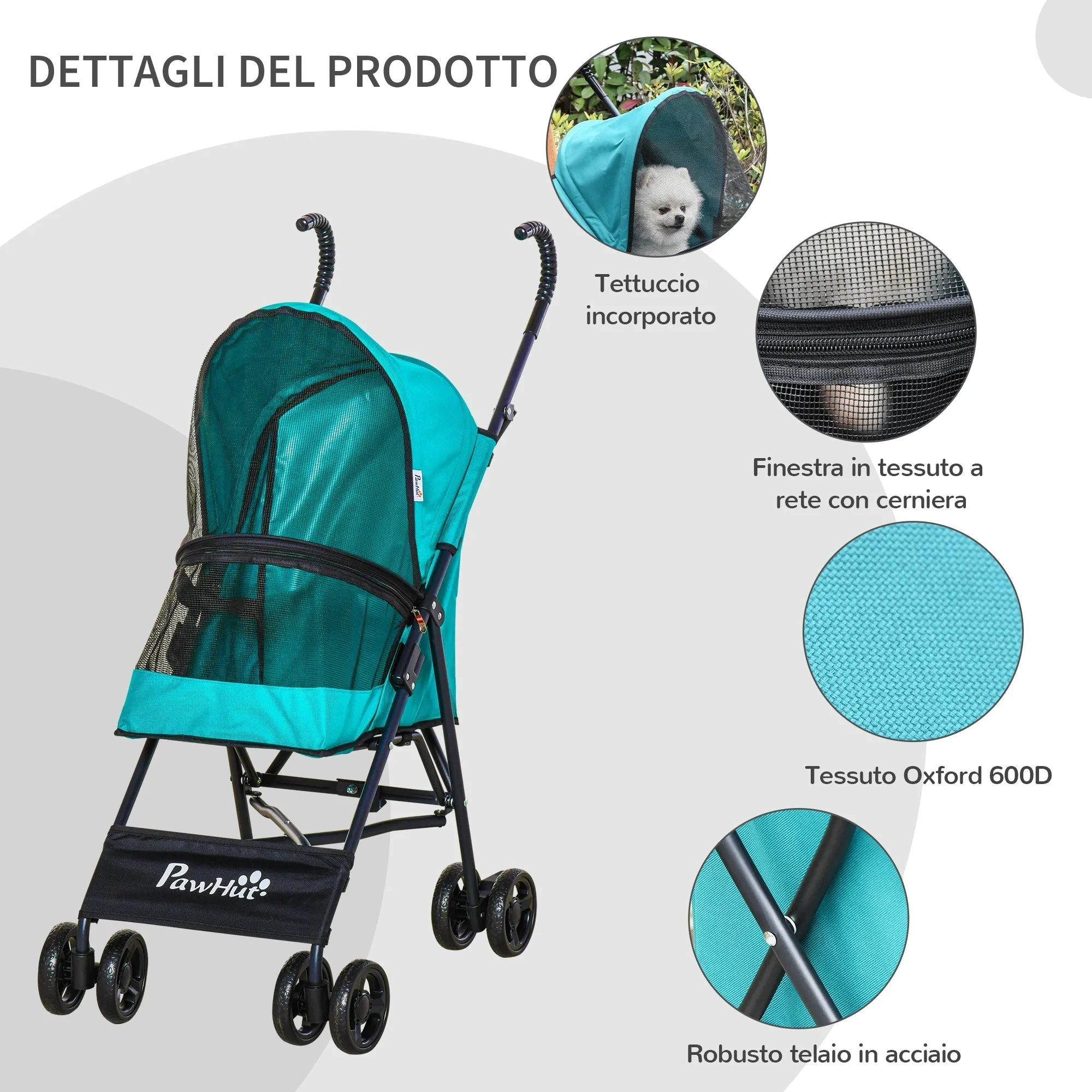 Green Folding Dog Stroller | PAWHUT