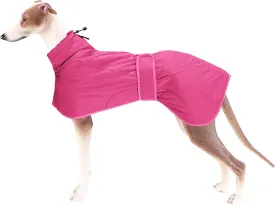 Greyhound Winter Coat, Whippet Coat with Padded Fleece Lining, Water Resistant Dog Jacket with Adjustable Bands and Reflective - Pink - Small