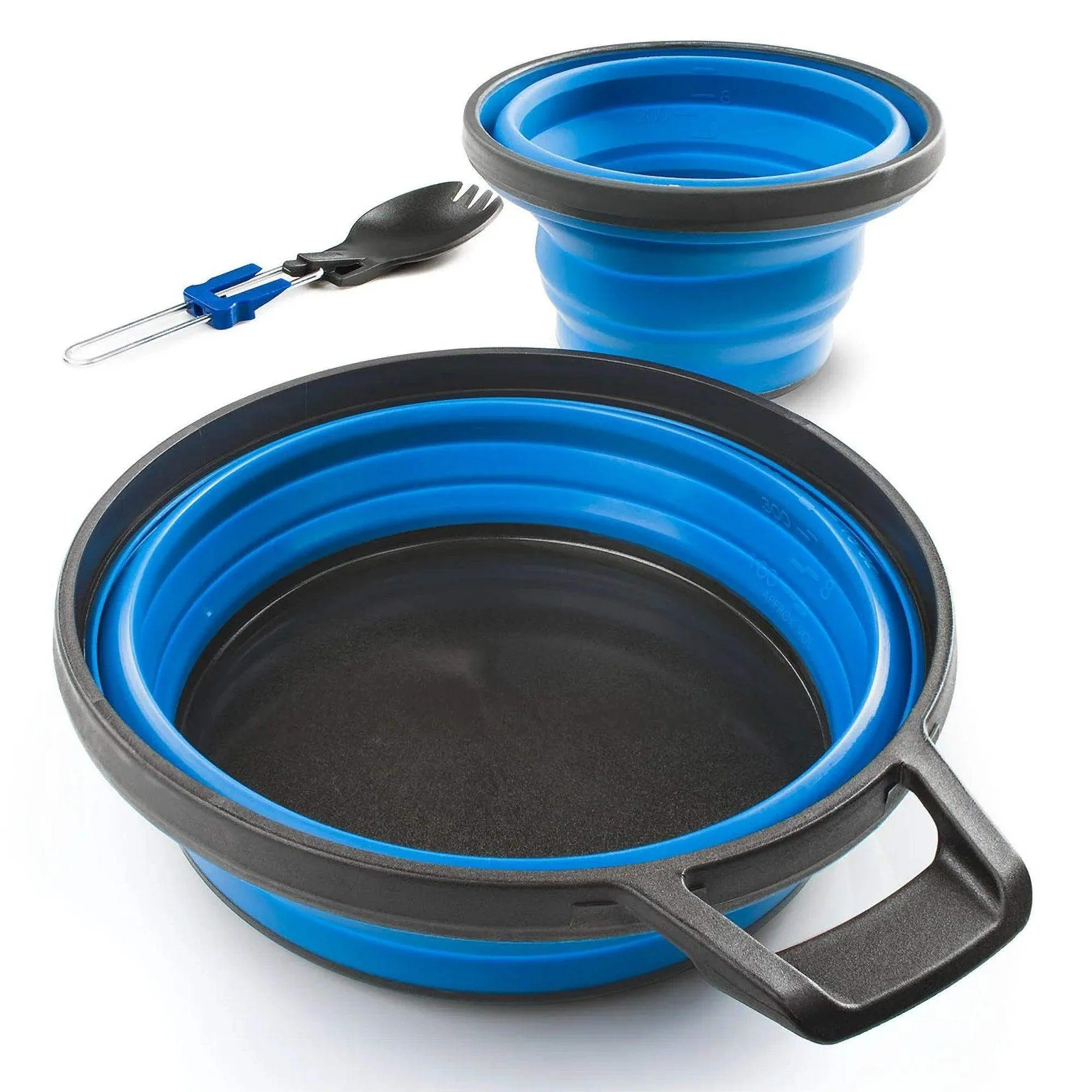 GSI Outdoors Escape 1 Person Table w/ Blue Collapsible Bowl   Cup   Spork