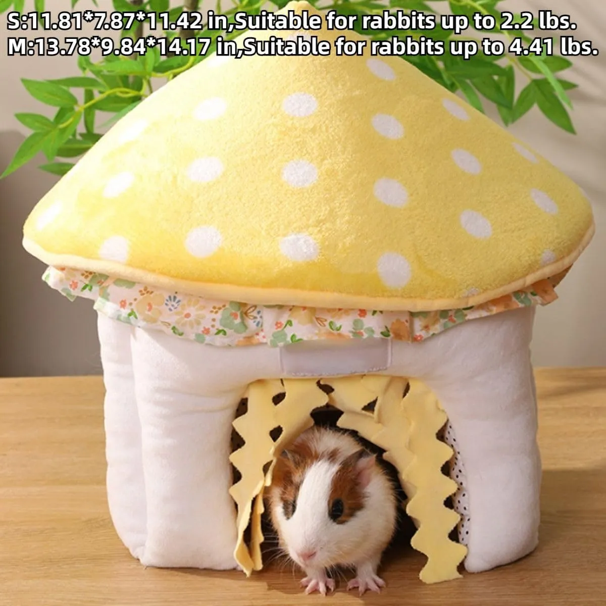 Guinea Pig Hideout, Mushroom Shaped Guinea Pig Tunnel, Small Animal Cage Accessories for Bunny, Hamster, Chinchilla, Ferret, Rabbit and Other Small Pets (Medium)