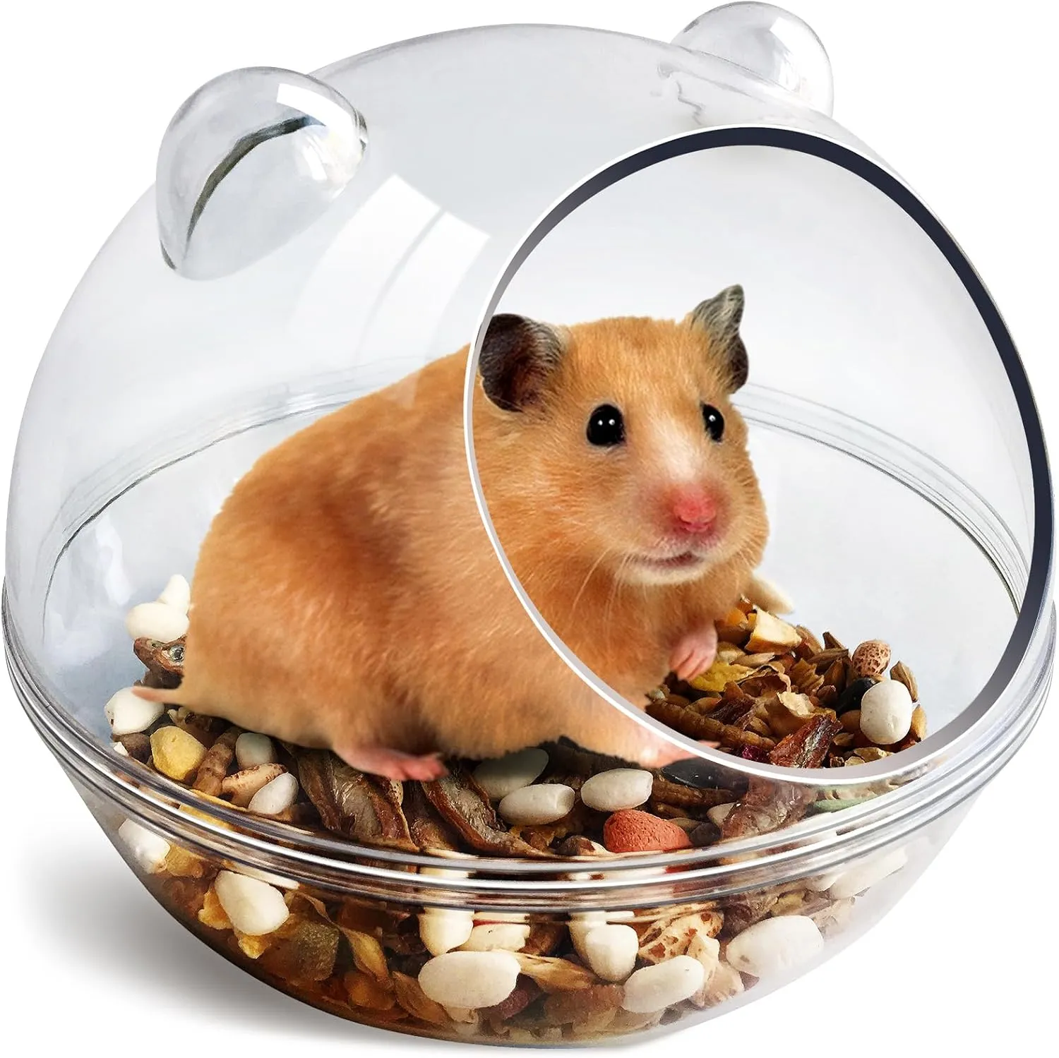 Hamster Bathtub,Hamster Bathroom,Sand Bath Container,Hamster Toilet and Sandbox Dust Bathtub,Hamster Bed,Sand Bath Box for Hamster Cage Accessories (S 4.4x4.4x3.5 inch)