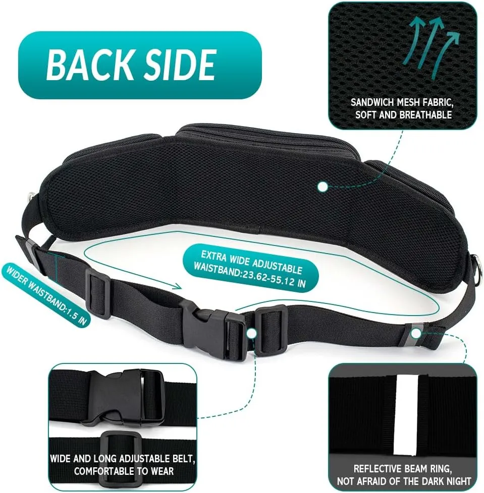 Hands Free Dog Leash with Dog Walking Fanny Pack for Large Medium Small Dogs, Heavy Duty Durable Reflective Waist Bungee Leash for Dog Training,Night Walking Running Jogging Hiking