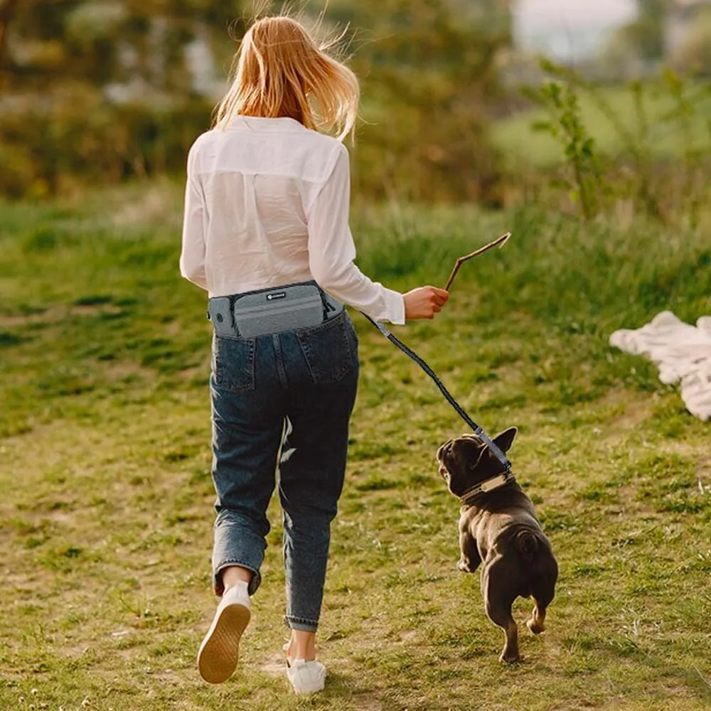 Hands Free Dog Leash with Dog Walking Fanny Pack for Large Medium Small Dogs, Heavy Duty Durable Reflective Waist Bungee Leash for Dog Training,Night Walking Running Jogging Hiking