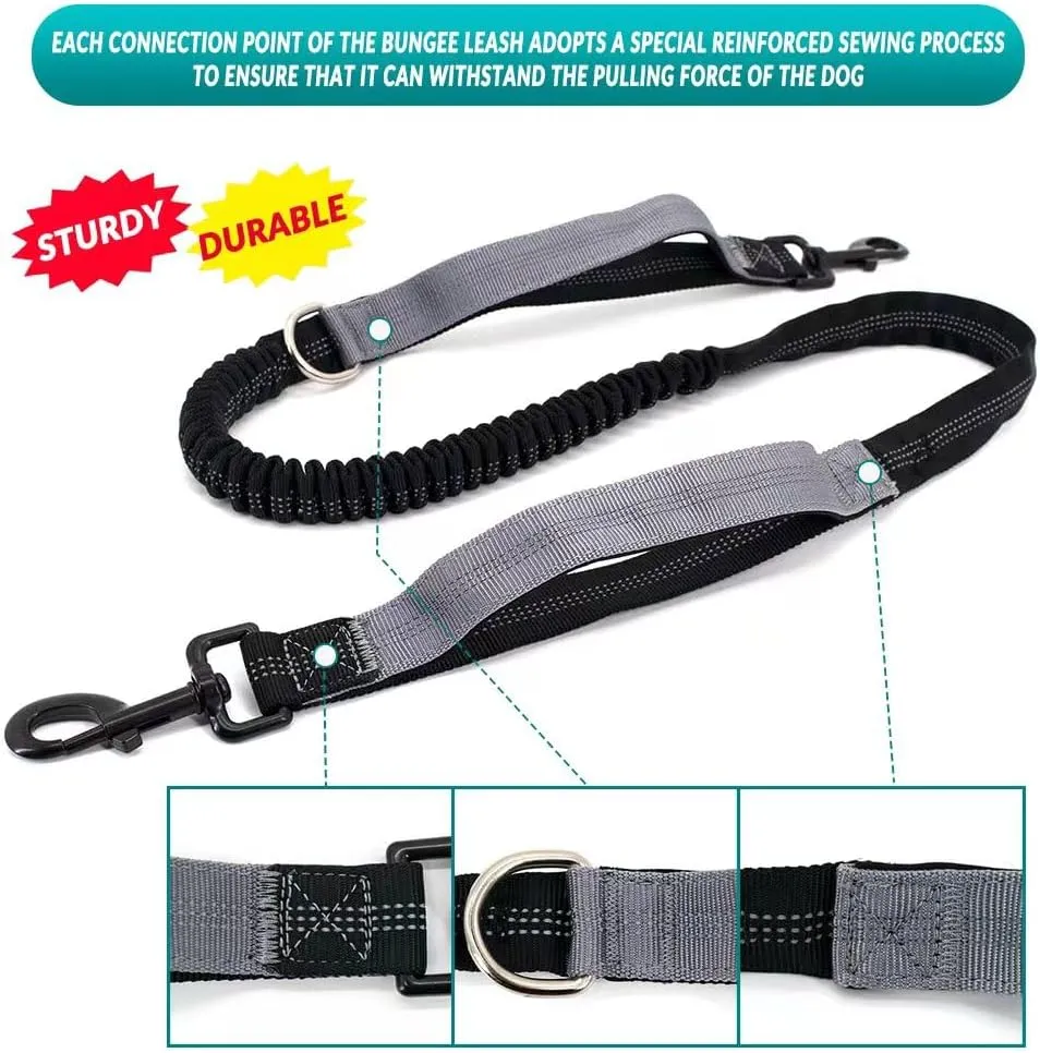 Hands Free Dog Leash with Dog Walking Fanny Pack for Large Medium Small Dogs, Heavy Duty Durable Reflective Waist Bungee Leash for Dog Training,Night Walking Running Jogging Hiking