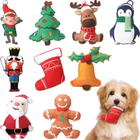 Hiboom Mini Plush Christmas Dog Toys Squeaky Puppy Interactive Durable Chew Plush Squeak Toys for Puppy Small Dogs, 9 Styles