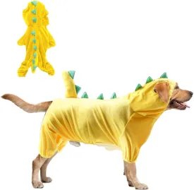 Hotumn Dinosaur Dog Halloween Costume Pet Dino Hoodie for Small Dogs (Small, Yellow)