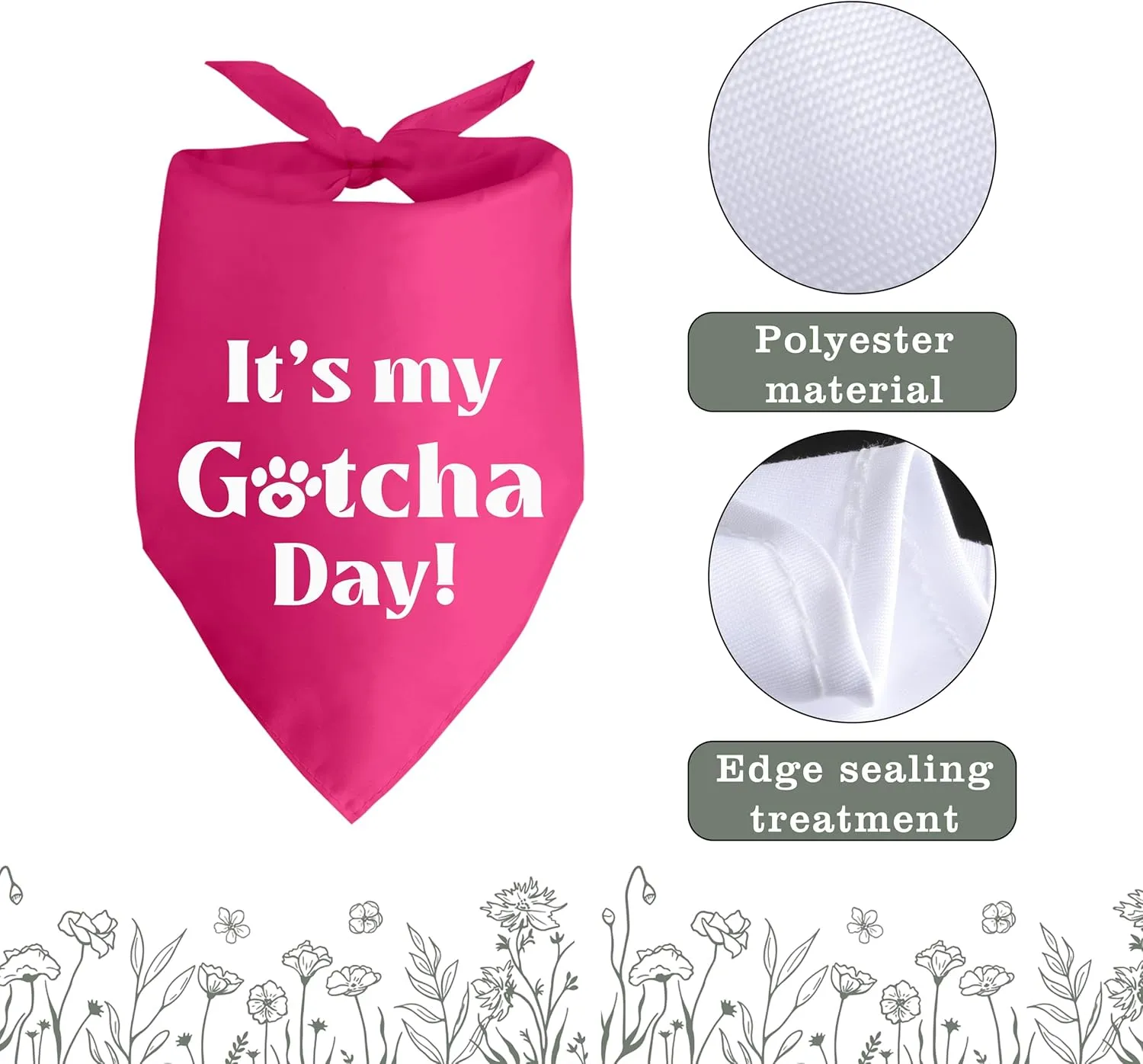 It's My Gotcha Day Dog Bandana Adoption Day Dog Bandana for Dogs Adoption Day Gifts for Dog Lover Puppy Bandanas for Small Medium Cat Dogs