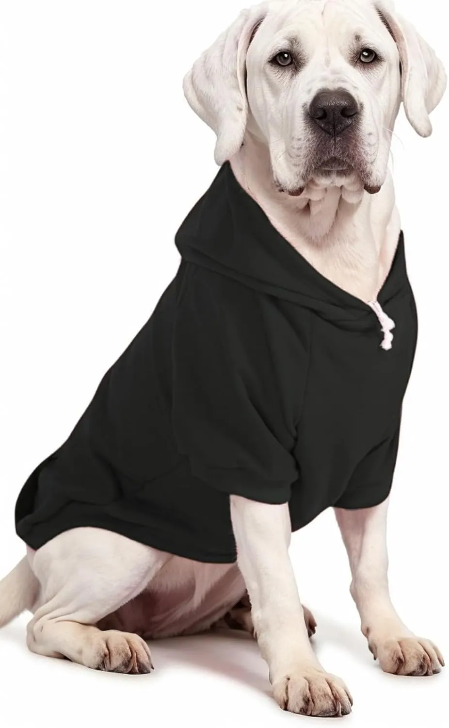 Large Dog Hoodie Sweater with Leash Hole and Pocket, Fleece Lined Hooded Large Dog Sweatshirt, Soft Warm Winter Clothes for Medium Large Dogs & Cats (Black Dog Hoodie, L)