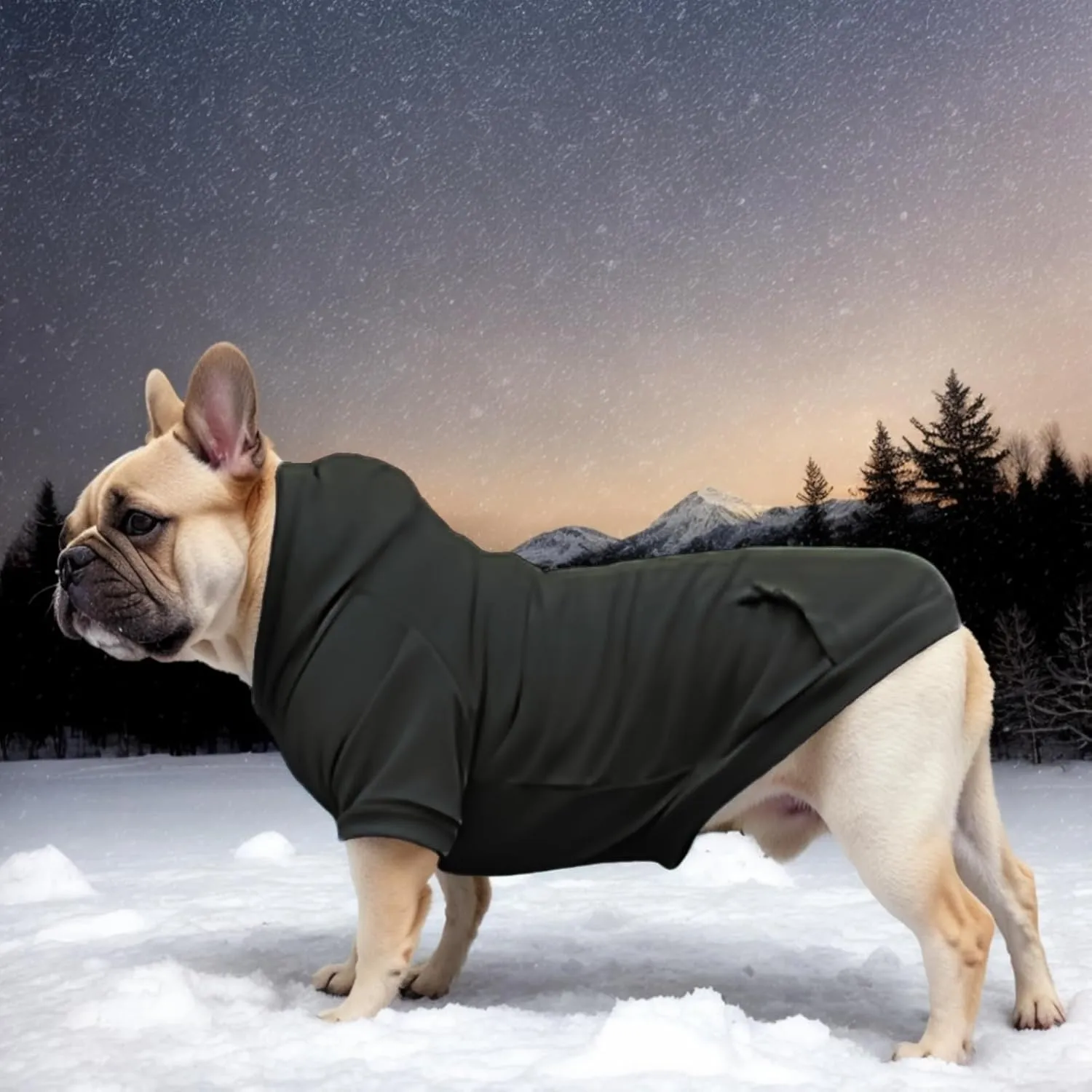 Large Dog Hoodie Sweater with Leash Hole and Pocket, Fleece Lined Hooded Large Dog Sweatshirt, Soft Warm Winter Clothes for Medium Large Dogs & Cats (Black Dog Hoodie, L)