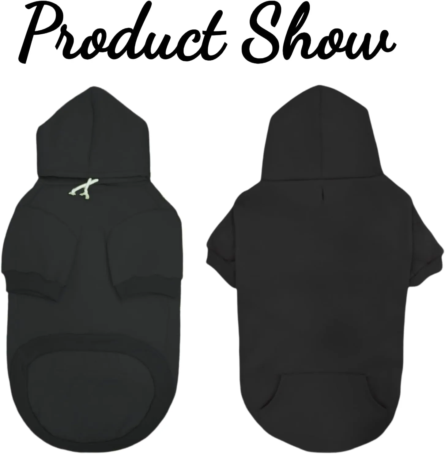 Large Dog Hoodie Sweater with Leash Hole and Pocket, Fleece Lined Hooded Large Dog Sweatshirt, Soft Warm Winter Clothes for Medium Large Dogs & Cats (Black Dog Hoodie, L)