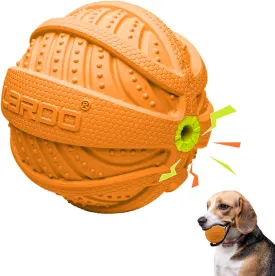 LaRoo Squeaky Dog Ball Toy, Durable Natural Rubber Squeaker Ball Floating Throwing Training, Teeth Cleaning Chew Toy for Pet Small Medium Large Dogs (3.5In Orange)