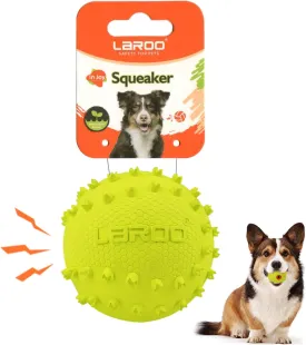 LaRoo Squeaky Dog Ball Toy, Durable Natural Rubber Squeaker Ball Floating Throwing Training, Teeth Cleaning Chew Toy for Pet Small Medium Large Dogs (6.5CM Green)