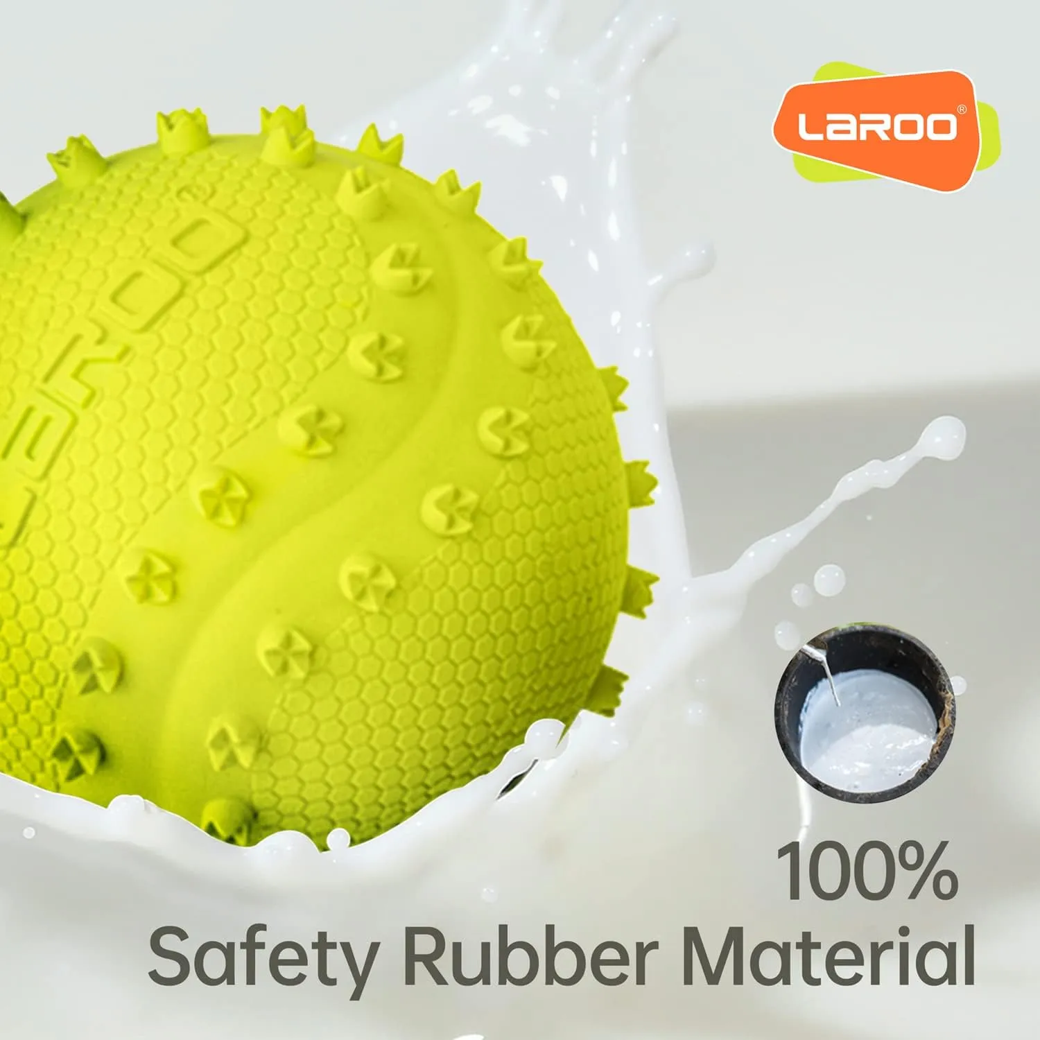 LaRoo Squeaky Dog Ball Toy, Durable Natural Rubber Squeaker Ball Floating Throwing Training, Teeth Cleaning Chew Toy for Pet Small Medium Large Dogs (6.5CM Green)
